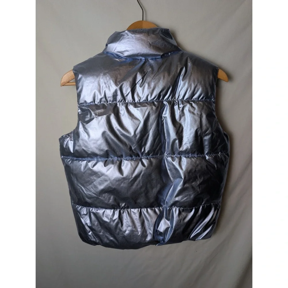 Old Navy Blue Metallic Girls Puffer Vest Zip Up Sz XL 14-16